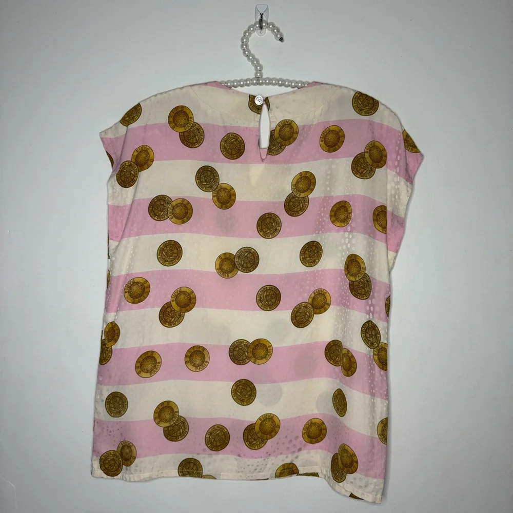 Celine Vintage Medallion Print Silk Top - Picture 3 of 11